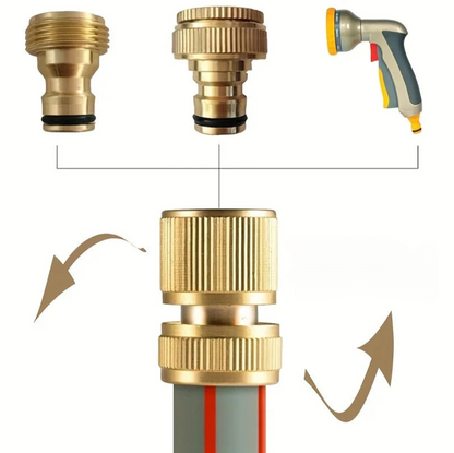 Brass Garden Hose Quick Connectors Set