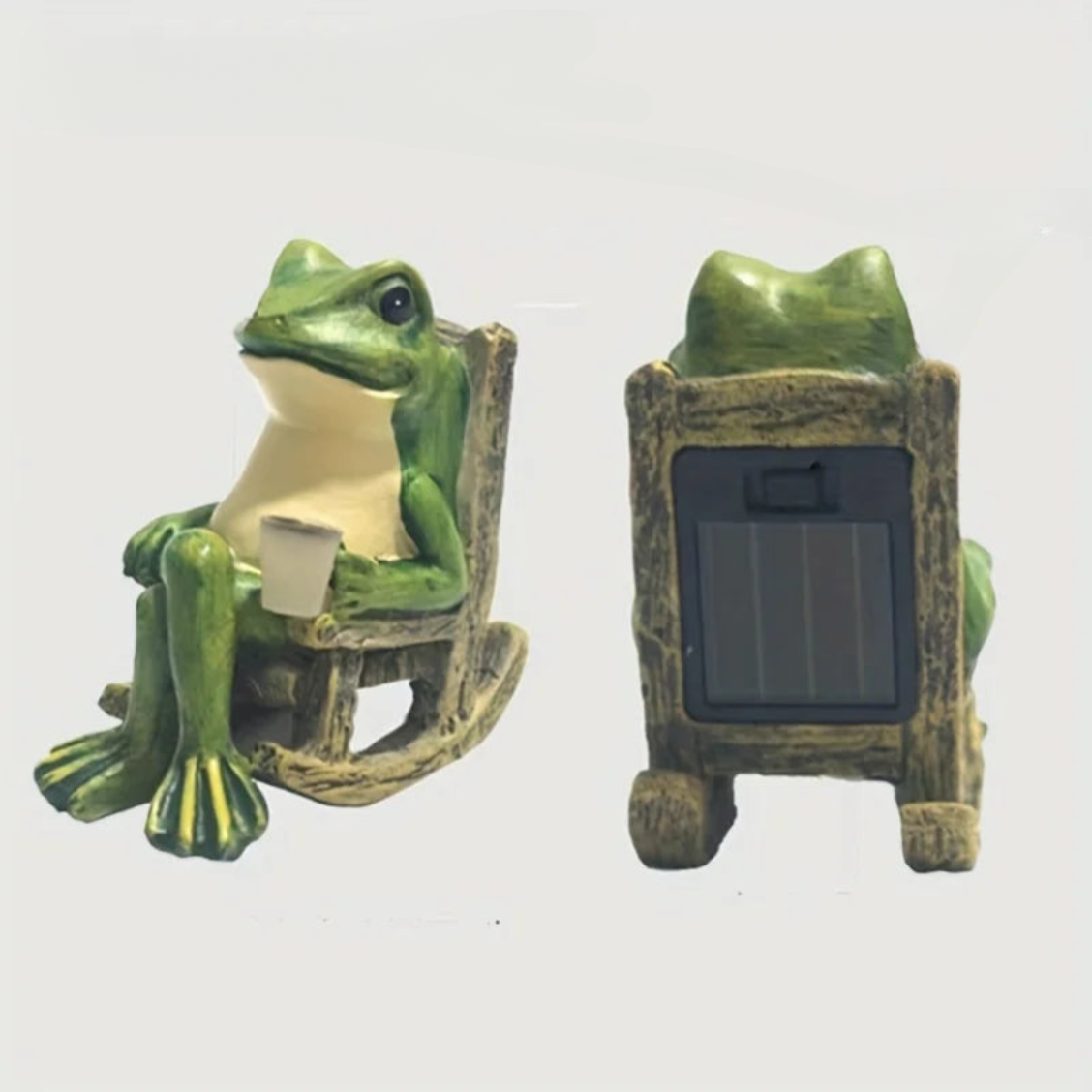 Solar Powered Frog Garden Statue with LED Light