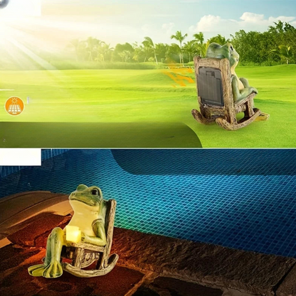 Solar Powered Frog Garden Statue with LED Light