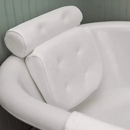Luxury Bath Pillow – 3D Mesh, Suction, Neck Support