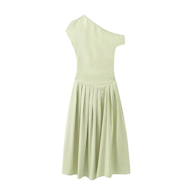 Elegant High-Waist Pleated Summer Dress