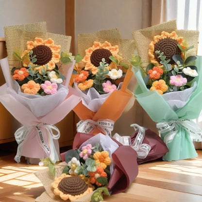 Handmade Sunflower Daisy Crochet Bouquet - Eternal Flower Gift