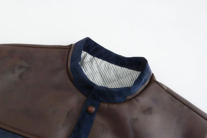 Men's Collarless Quilted Jacket with Shoulder Panel Design