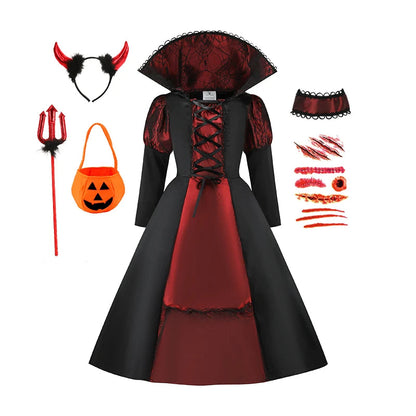 Halloween Kids Ghost Bride Vampire Costume Set