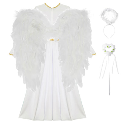 4Pcs Girls Angel Costume Dress Wings Set