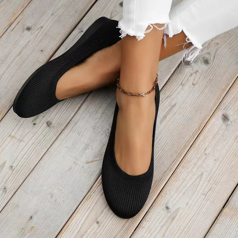 Knit Slip-On Round Toe Flats for Everyday Wear