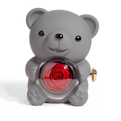 Rotating Bear Rose Jewelry Box – Gift for Her