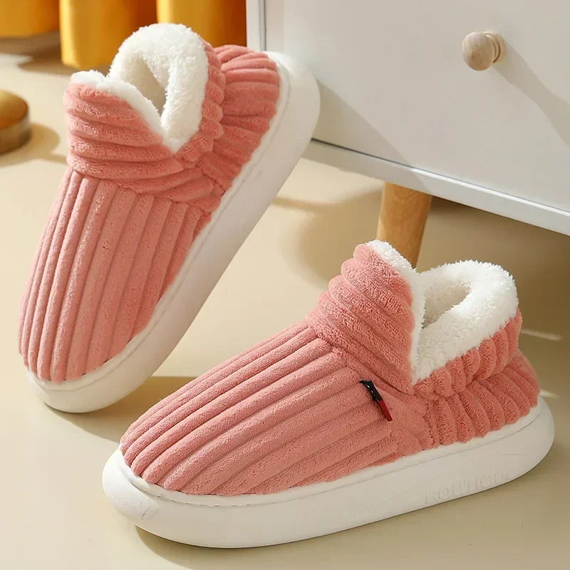 Plush Winter Slippers with Platform Sole