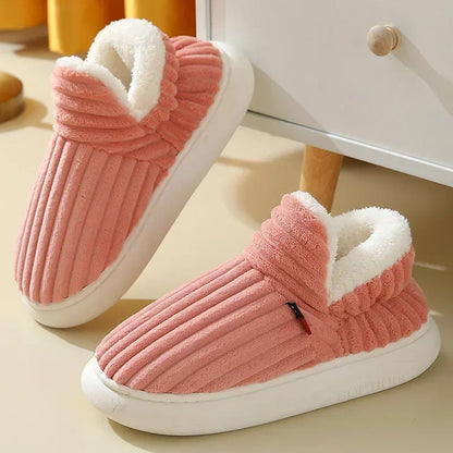 Plush Winter Slippers with Platform Sole