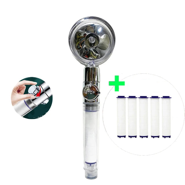 High-Pressure Handheld Turbo Fan Showerhead with Filters