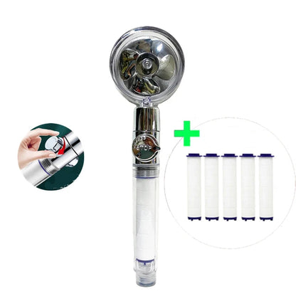 High-Pressure Handheld Turbo Fan Showerhead with Filters