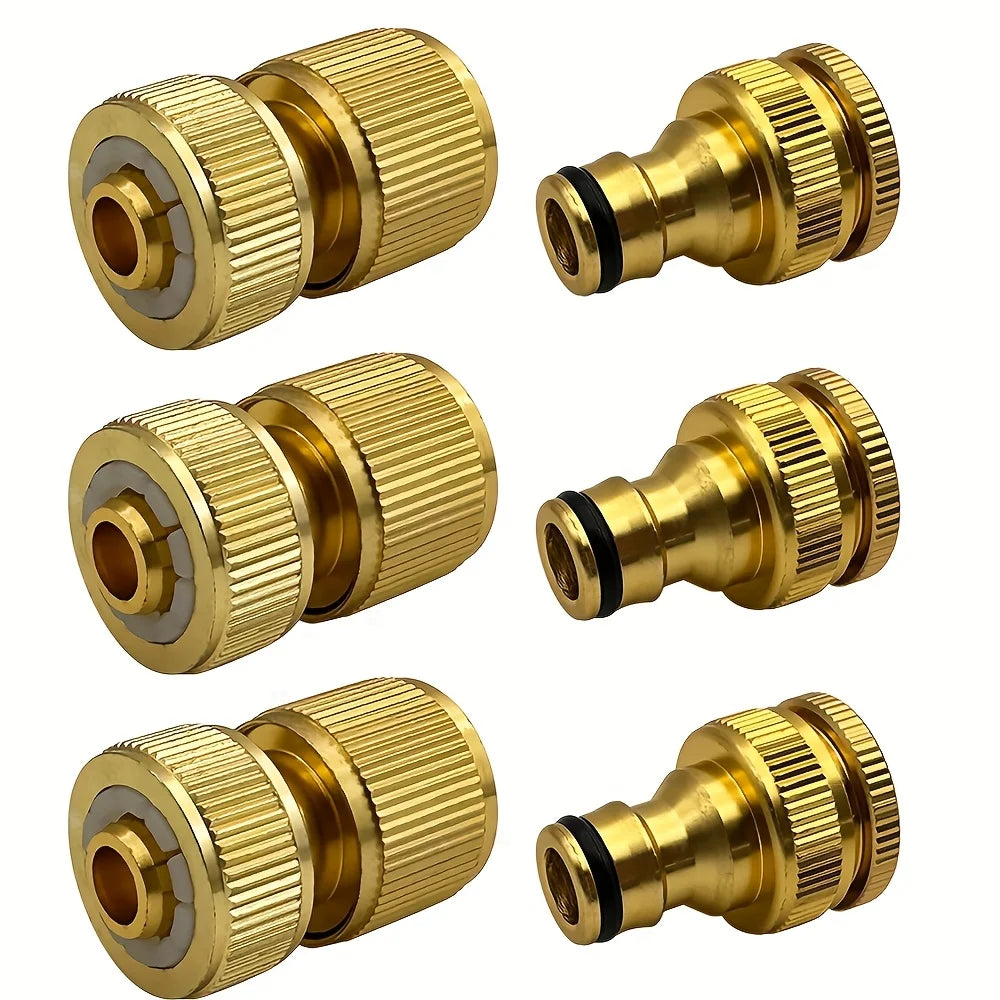Brass Garden Hose Quick Connectors Set