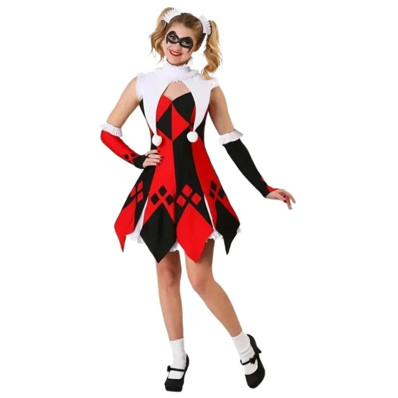 Red Clown-Inspired Costume Dress for Cosplay and Halloween