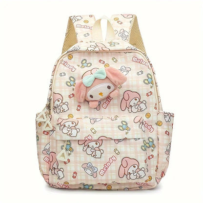 Kids Backpack with Character Print and Multiple Pockets