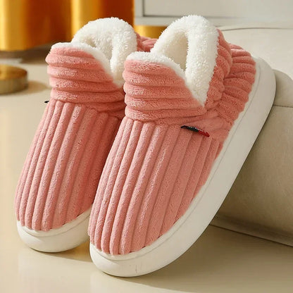 Plush Winter Slippers with Platform Sole