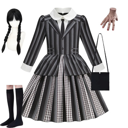 Girls' Halloween Wednesday Addams Costume Dress