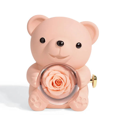 Rotating Bear Rose Jewelry Box – Gift for Her