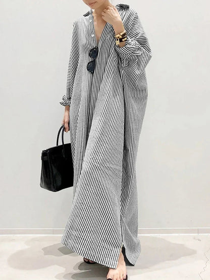 Chic Oversized Striped Maxi Dress