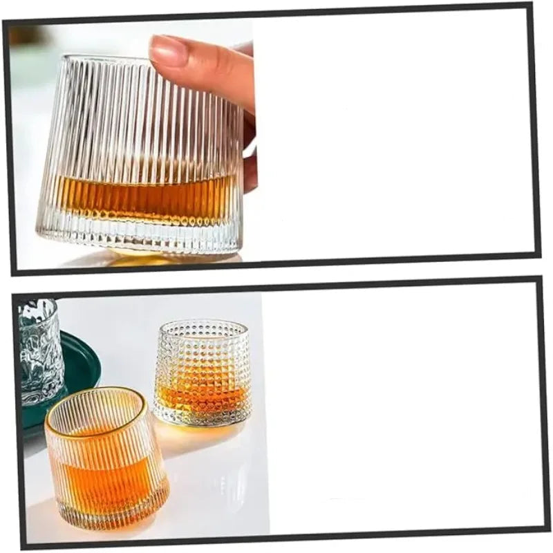 Rotating Whiskey Glass with Wooden Base – 160ml