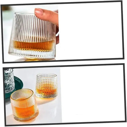 Rotating Whiskey Glass with Wooden Base – 160ml