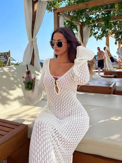 Elegant Crocheted Maxi Dress for Summer