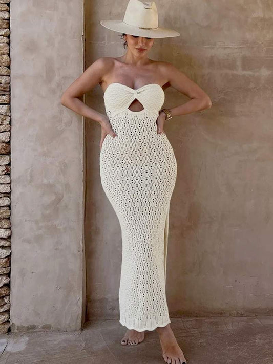 Elegant Off-Shoulder Transparent Maxi Dress