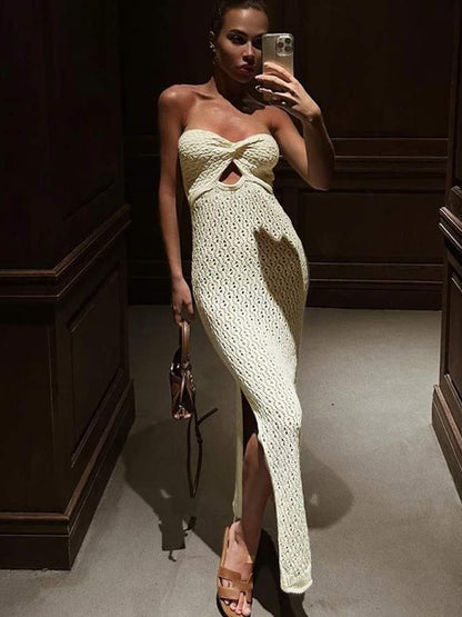 Elegant Off-Shoulder Transparent Maxi Dress