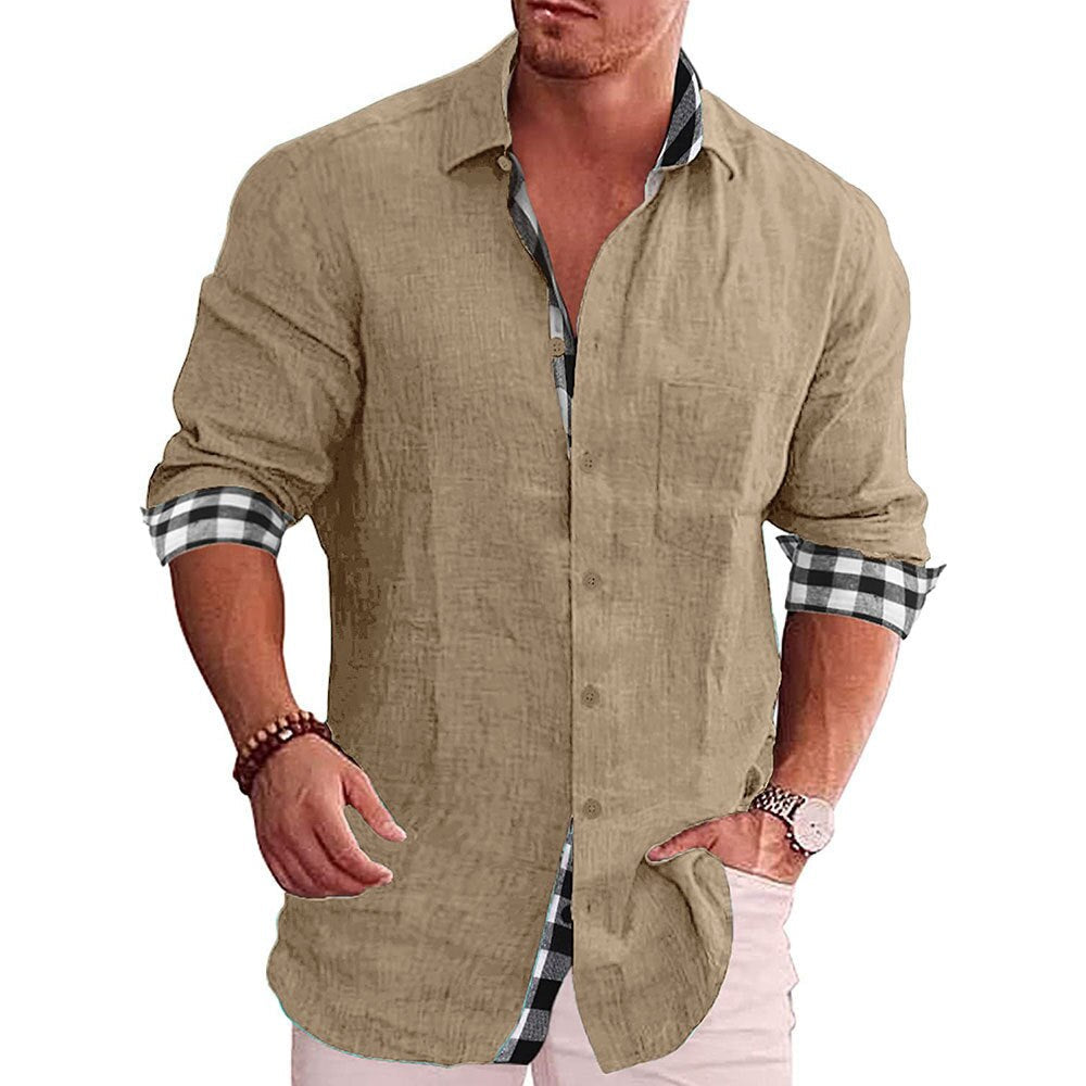 Men's Long Sleeve Shirt with Classic Collar