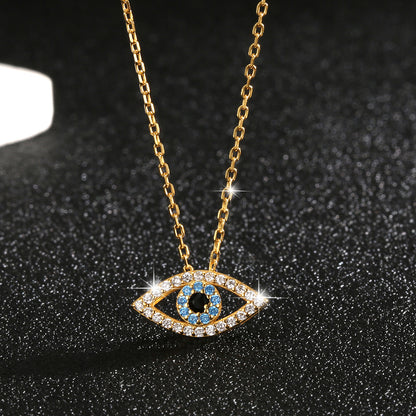 White Blue Zircon Evil Eye Necklace