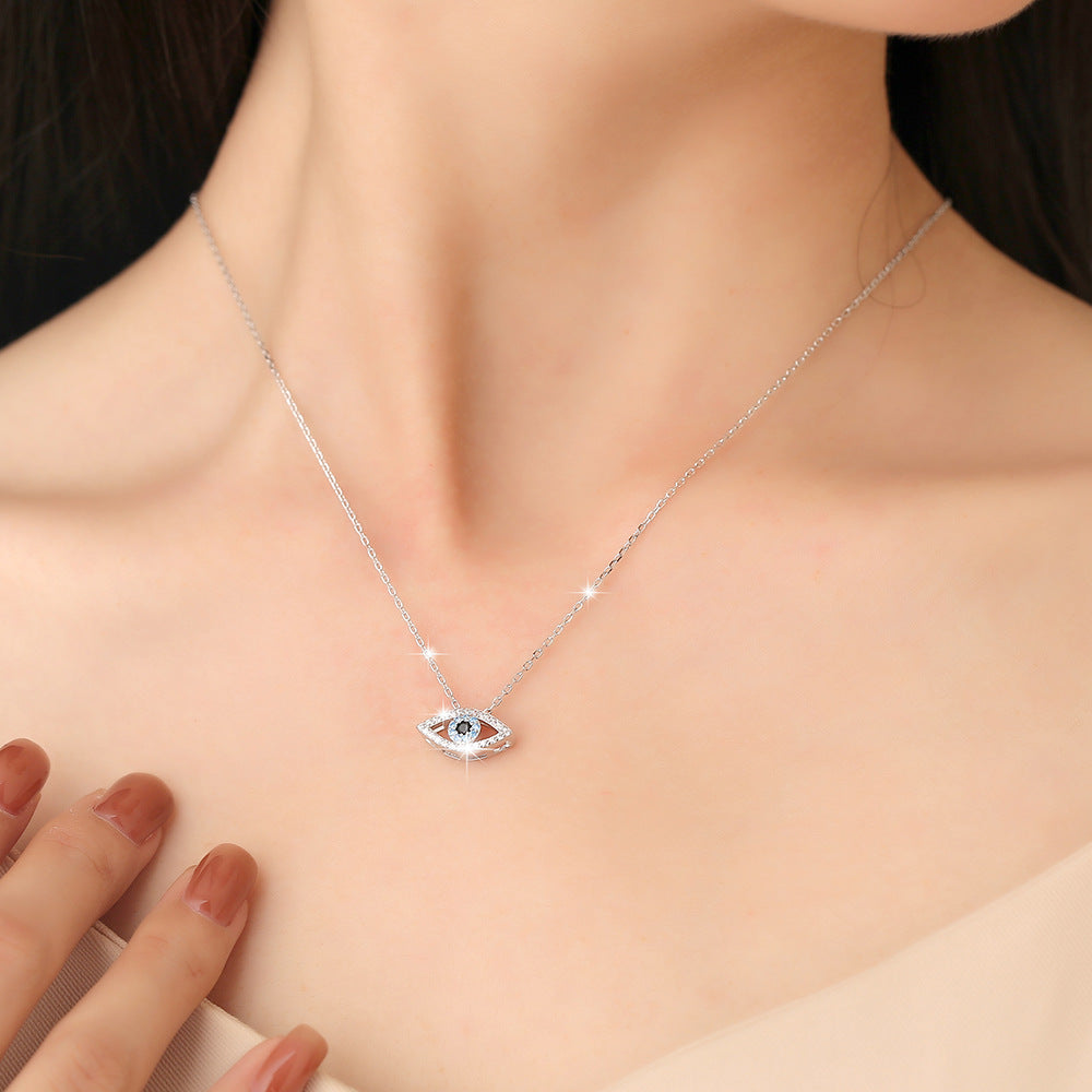 White Blue Zircon Evil Eye Necklace