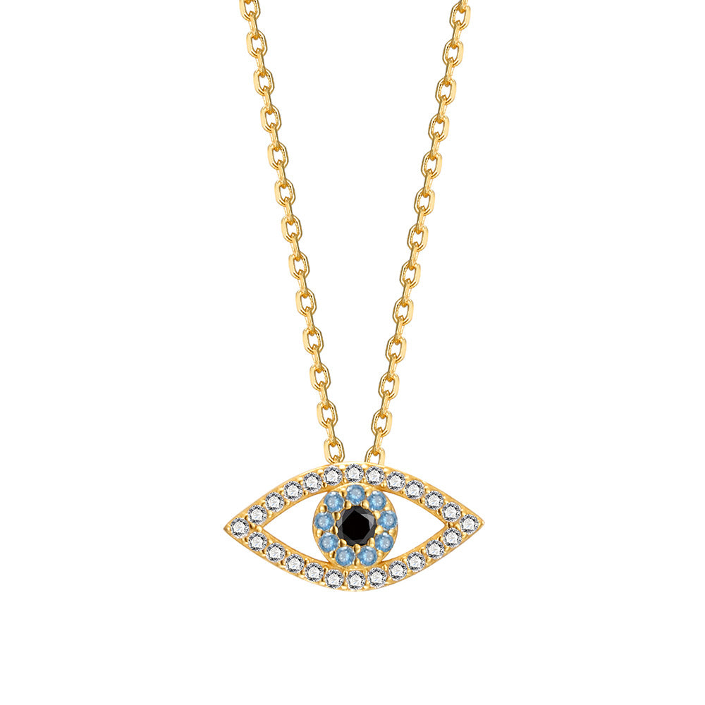 White Blue Zircon Evil Eye Necklace