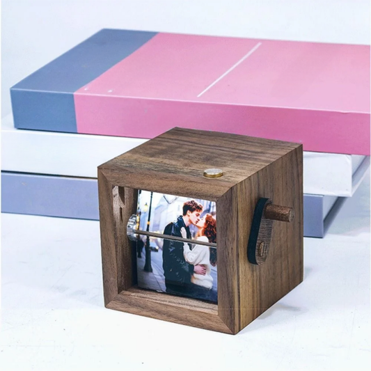 Wooden Hand Crank Photo Flip Book Frame