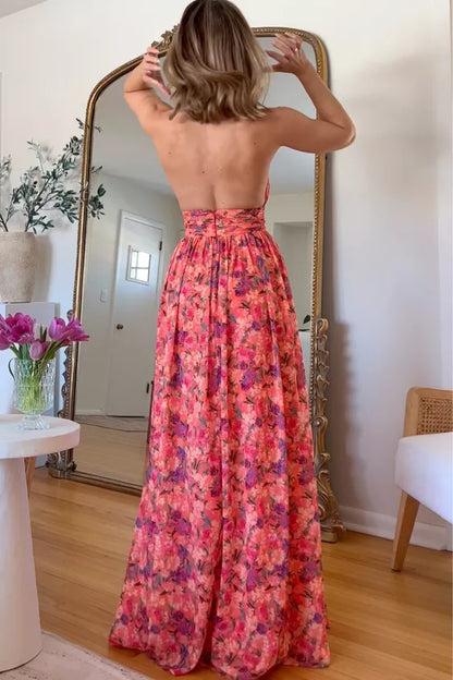 Chic Sleeveless Printed Long Dress
