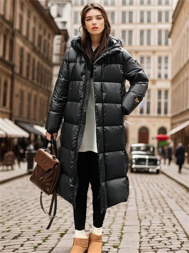 Women's Long Padded Winter Jacket with Hood