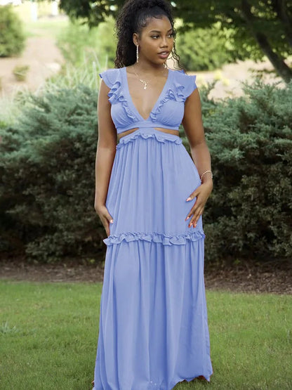 Seductive Backless Lace Maxi Dress