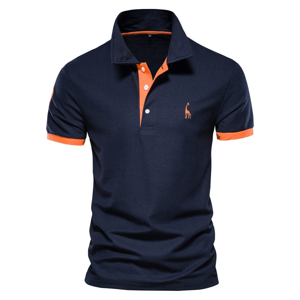 Men's Short Sleeve Polo Shirt with Contrast Trim