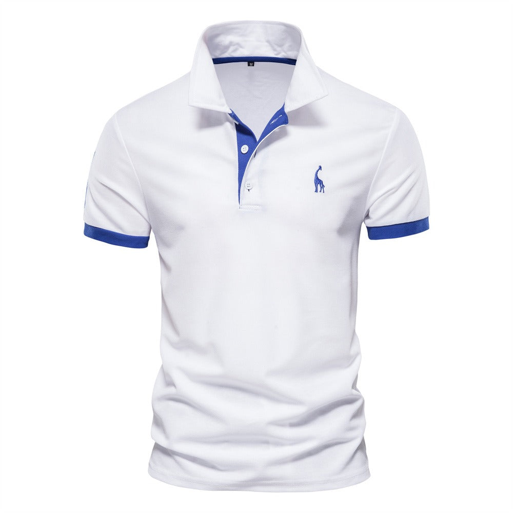Men's Short Sleeve Polo Shirt with Contrast Trim