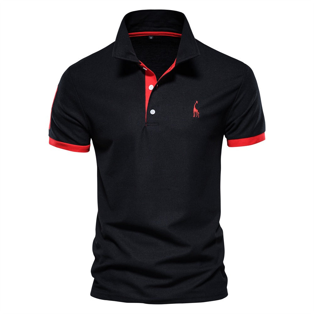 Men's Short Sleeve Polo Shirt with Contrast Trim