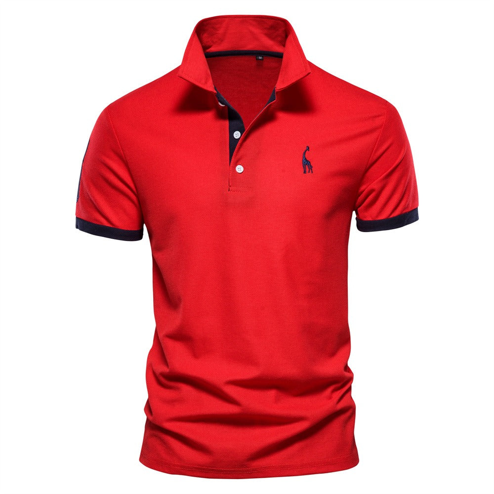 Men's Short Sleeve Polo Shirt with Contrast Trim