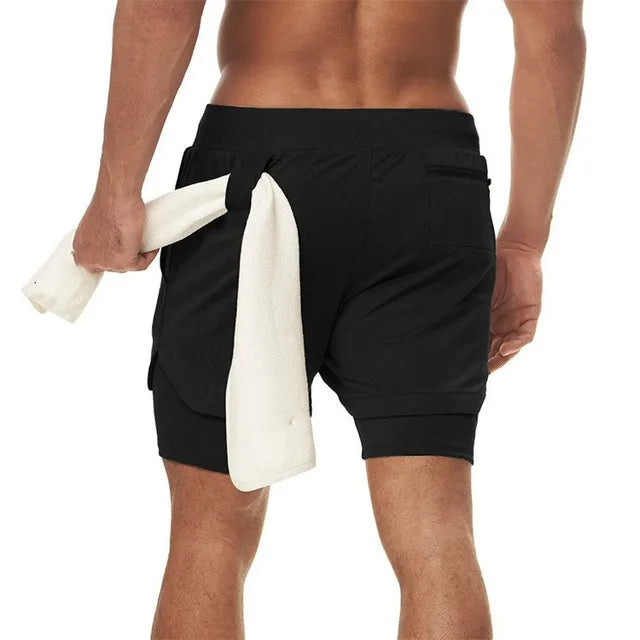 Men’s 2-in-1 Quick-Dry Training Shorts – Double Layer for Sport & Casual Use