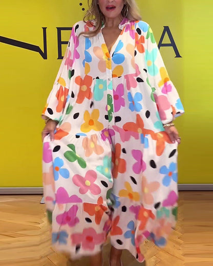 Chic Noa™ Floral Maxi Dress with Bell Sleeves