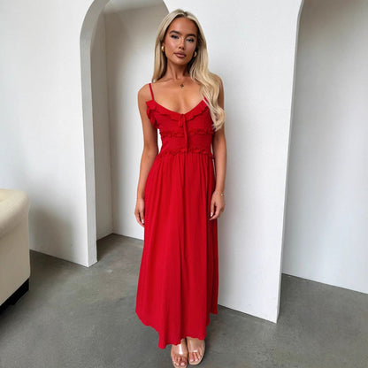 Suspender Skirt with Ruffle Detail