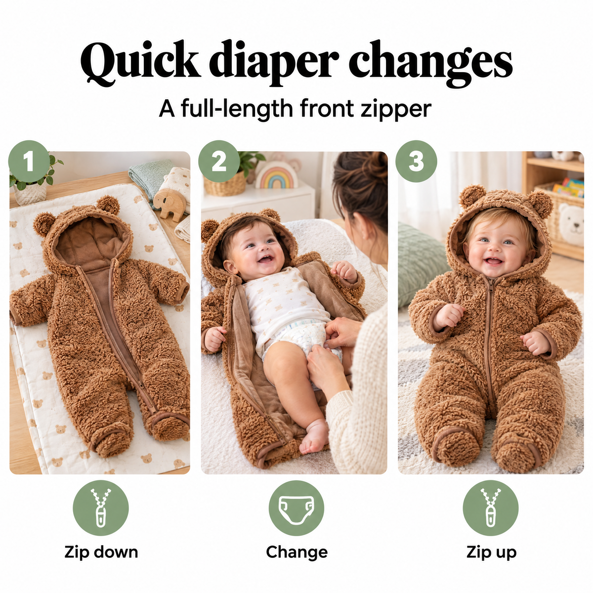 Baby bear snowsuit – quick diaper changes
