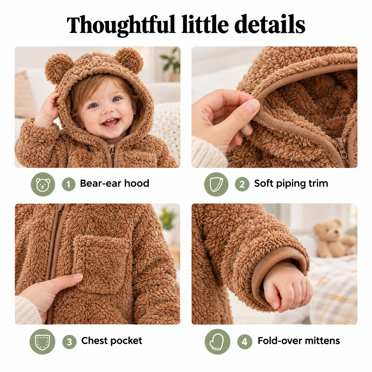 Baby bear snowsuit – thoughtful little details