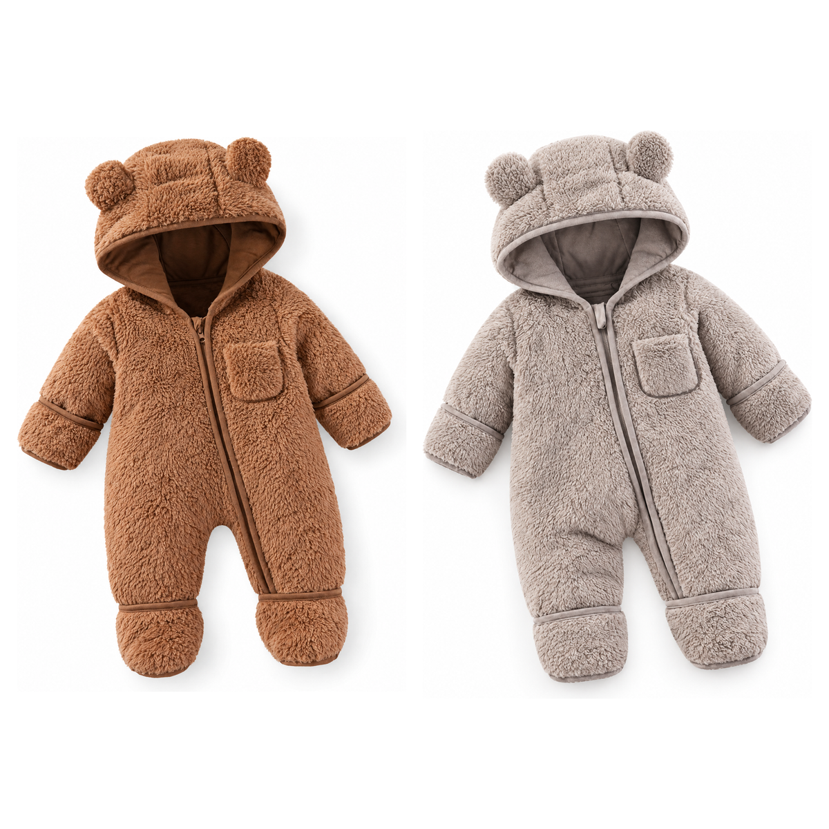 Baby bear snowsuit pack of 2, cocoa brown and grey