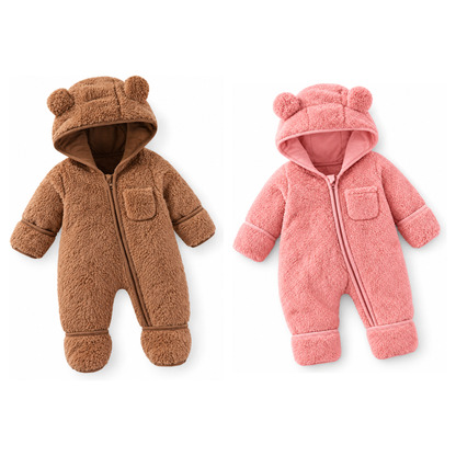 Baby bear snowsuit pack of 2, cocoa brown and pink