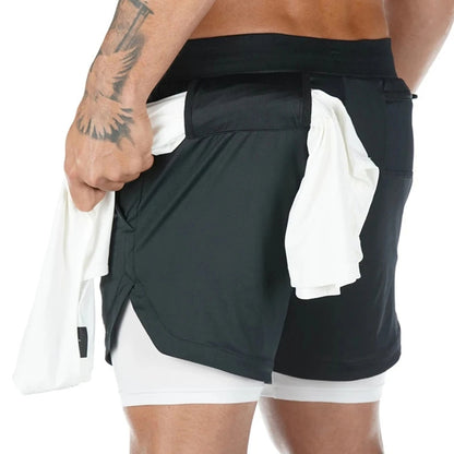Men’s 2-in-1 Quick-Dry Training Shorts – Double Layer for Sport & Casual Use