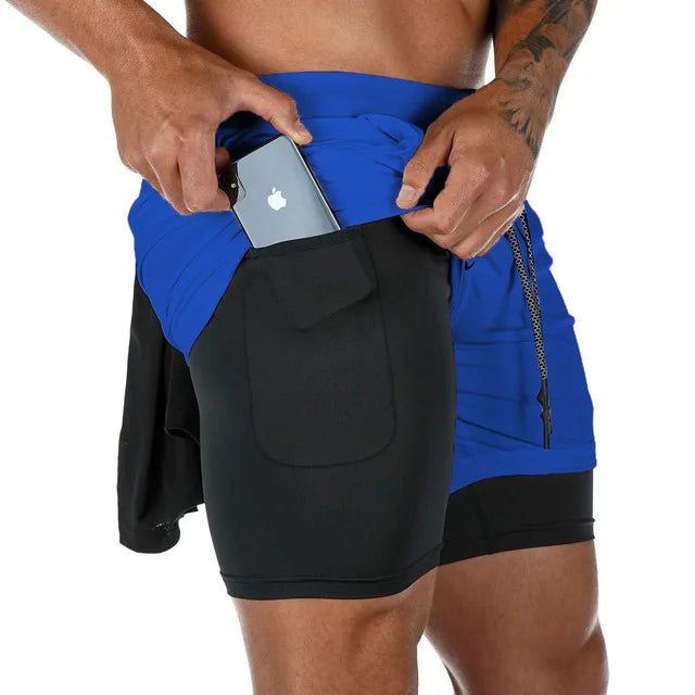 Men’s 2-in-1 Quick-Dry Training Shorts – Double Layer for Sport & Casual Use