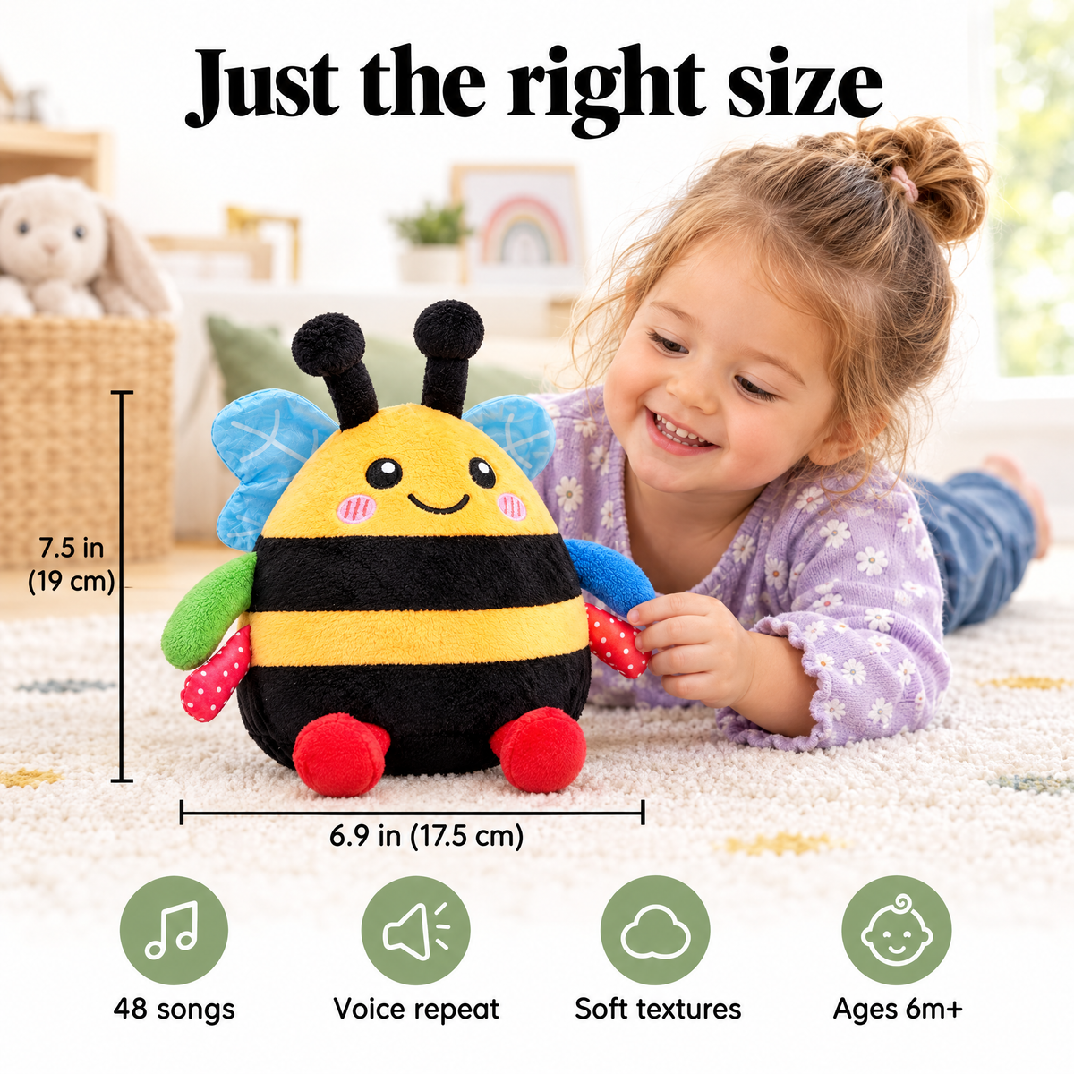 Bouncing bee baby toy size