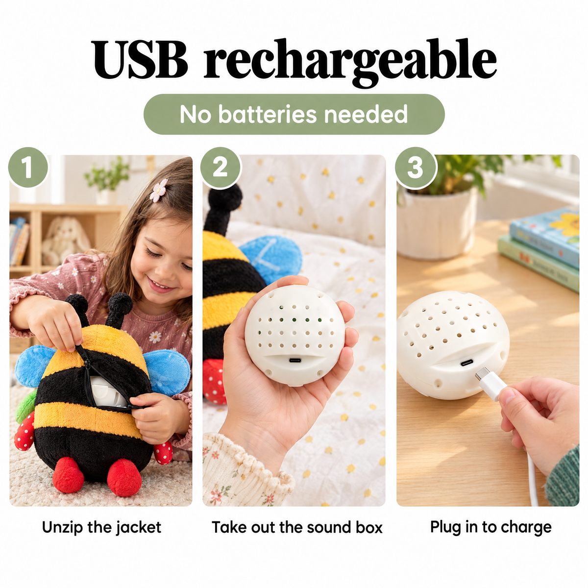 USB rechargeable bouncing bee baby toy